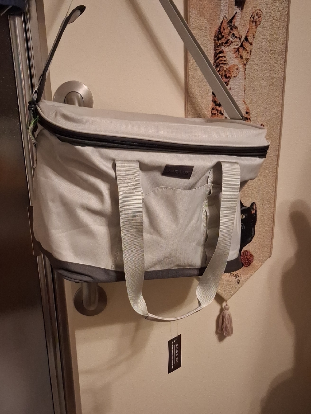Insulated Cooler Tote in Light Gray